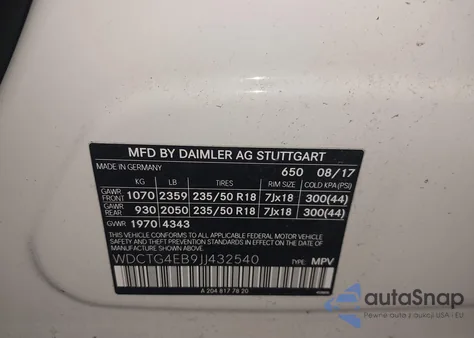 2018 Mercedes-Benz Gla 250 z USA, uszkodzony, nr VIN WDCTG4EB9JJ432540